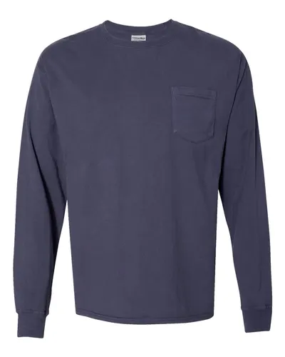 ComfortWash by Hanes GDH250 Unisex Garment-Dyed Long Sleeve T-Shirt With a Pocket — blank long sleeve tee, front view