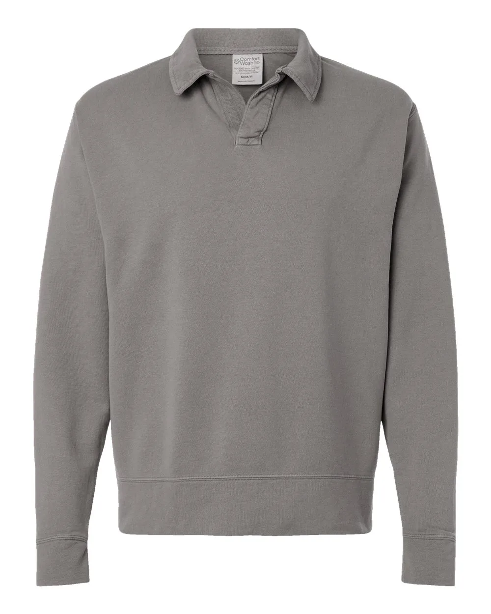 ComfortWash by Hanes GDH490 Unisex Garment-Dyed Polo Collar Sweatshirt — blank polo, front view