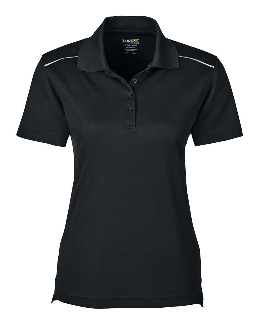 CORE365 78181R Women's Radiant Performance Piqué Polo with Reflective Piping — blank polo, front view