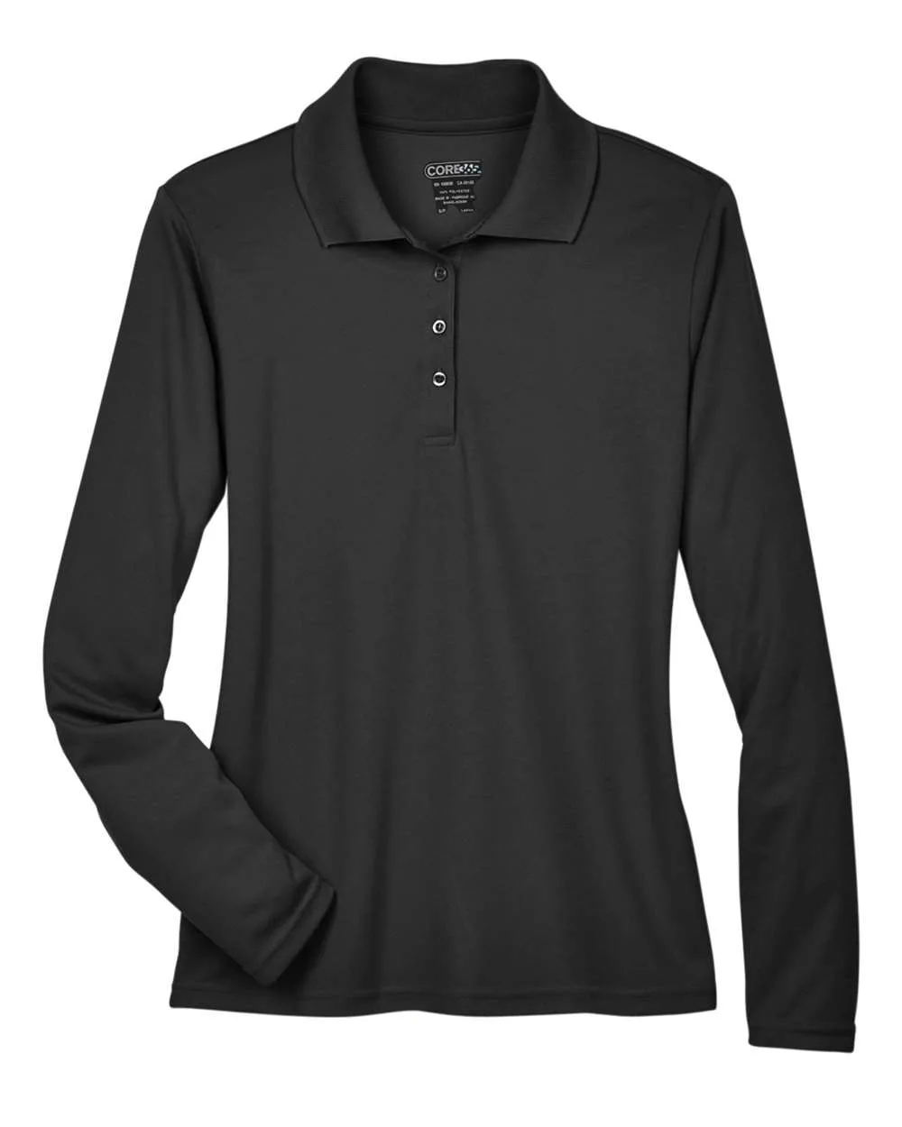 CORE365 78192 Women's Pinnacle Performance Long Sleeve Piqué Polo — blank polo, front view