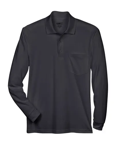 CORE365 88192P Men's Pinnacle Performance Long Sleeve Piqué Polo with Pocket — blank polo, front view