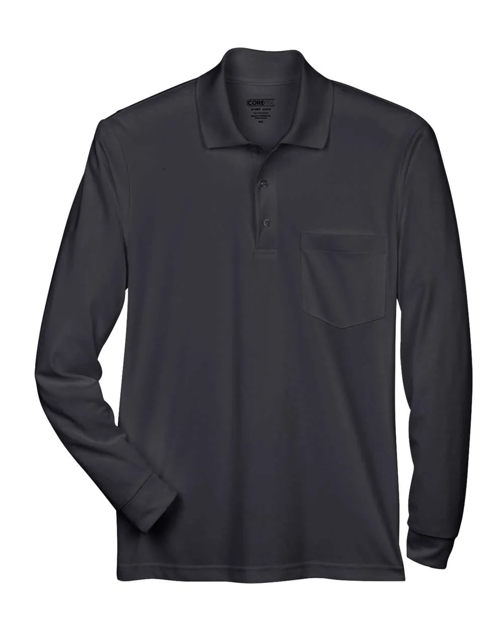 CORE365 88192P Men's Pinnacle Performance Long Sleeve Piqué Polo with Pocket — blank polo, front view