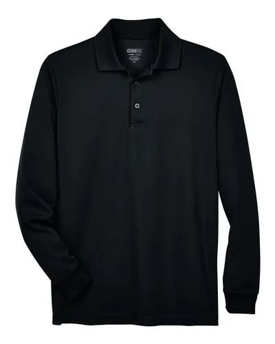 CORE365 88192T Men's Tall Pinnacle Performance Long Sleeve Piqué Polo — blank polo, front view