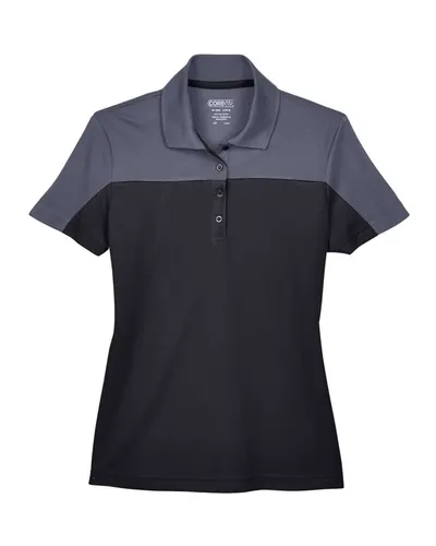 CORE365 CE101W Women's Balance Colorblock Performance Piqué Polo — blank polo, front view