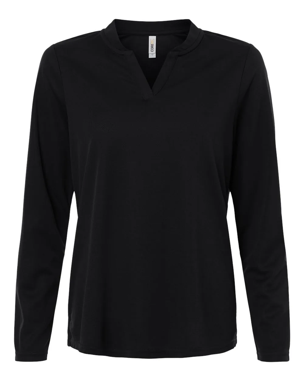 CORE365 CE108LW Women's Nova Performance Long Sleeve Pique Polo — blank polo, front view