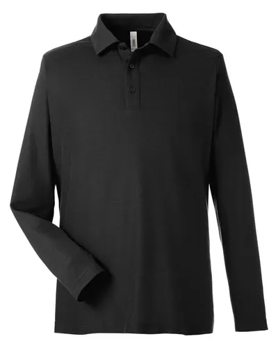 CORE365 CE112L Men's Fusion ChromaSoft™ Long Sleeve Pique Polo — blank polo, front view