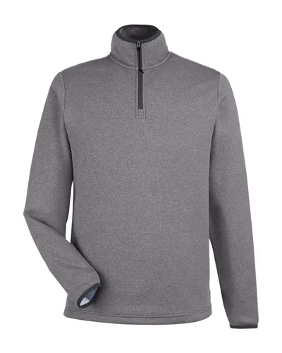 CORE365 CE73 Men's Venture Heathered Stripe Quarter-Zip Pullover — blank garment, front view