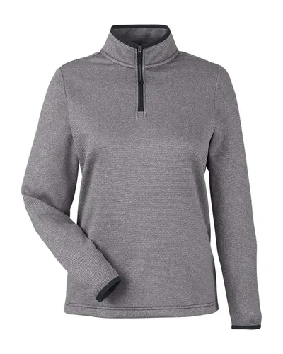 CORE365 CE73W Women's Venture Heathered Stripe Quarter-Zip Pullover — blank garment, front view