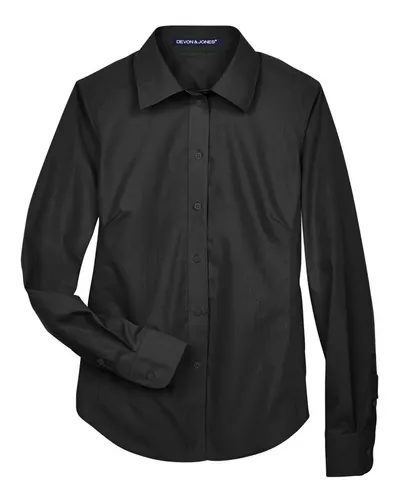 Devon & Jones D620W Women's Crown Collection® Broadcloth Woven Dress Shirt — blank woven shirt, front view