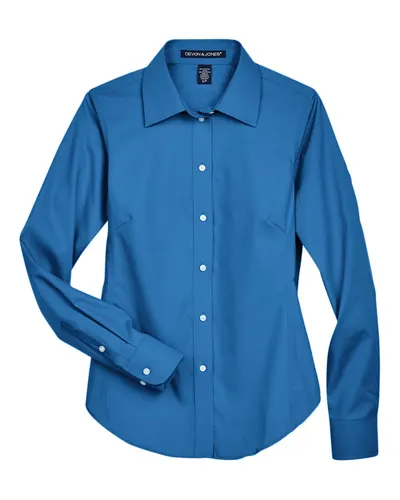 Devon & Jones D630W Women's Crown Collection® Oxford Woven Dress Shirt — blank woven shirt, front view