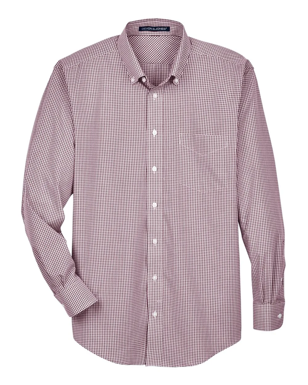 Devon & Jones D640 Men's Crown Collection® Gingham Check Woven Dress Shirt — blank woven shirt, front view