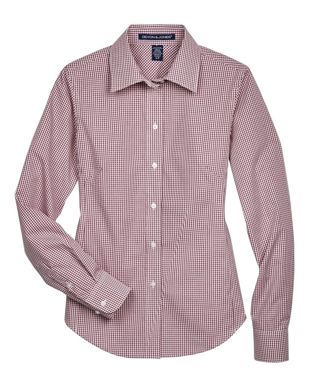 Devon & Jones D640W Women's Crown Collection® Gingham Check Woven Dress Shirt — blank woven shirt, front view