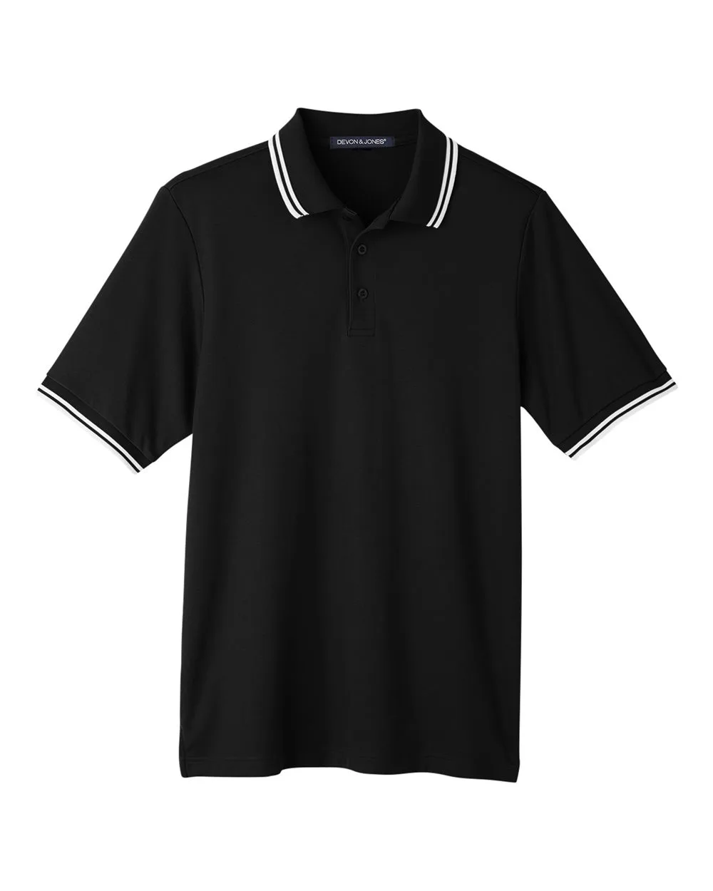 Devon & Jones DG20C Men's CrownLux Performance® Plaited Tipped Polo — blank polo, front view