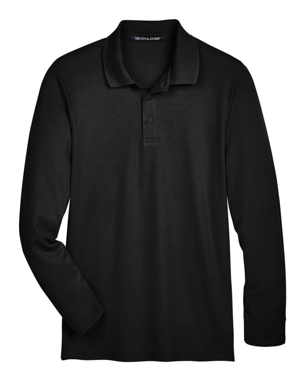 Devon & Jones DG20LT Men's Tall CrownLux Performance® Plaited Long Sleeve Polo — blank polo, front view