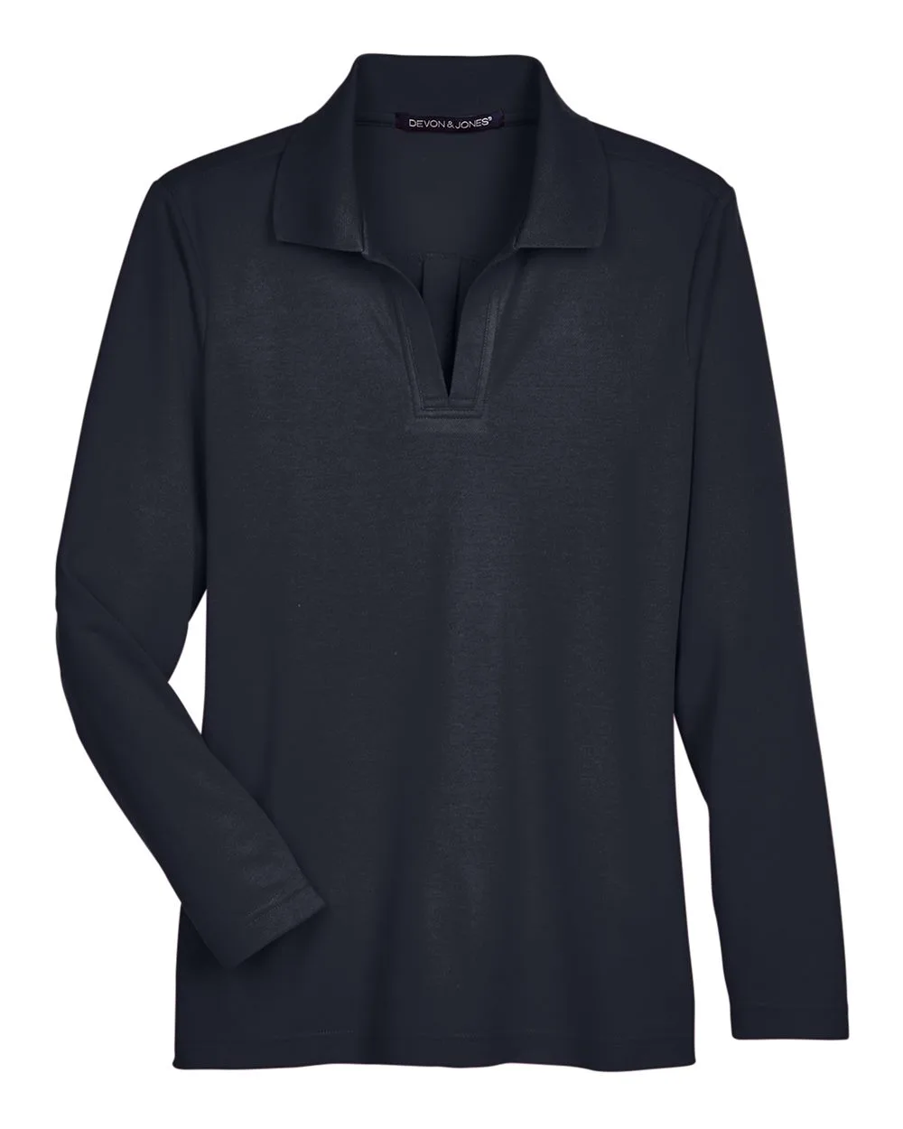 Devon & Jones DG20LW Women's CrownLux Performance® Plaited Long Sleeve Polo — blank polo, front view