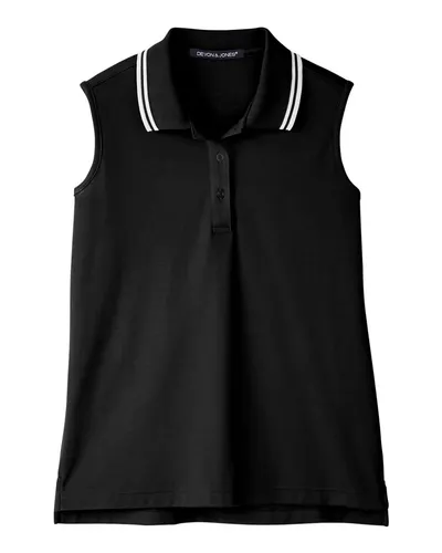 Devon & Jones DG20SW Women's CrownLux Performance® Plaited Tipped Sleeveless Polo — blank polo, front view