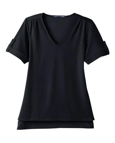 Devon & Jones DG20WB Women's CrownLux Performance® Plaited Rolled Sleeve Shirt — blank garment, front view