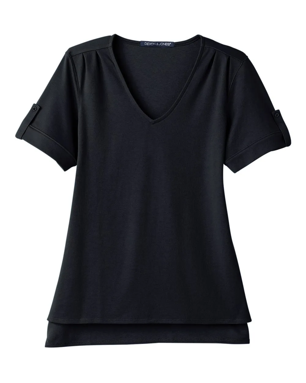 Devon & Jones DG20WB Women's CrownLux Performance® Plaited Rolled Sleeve Shirt — blank garment, front view