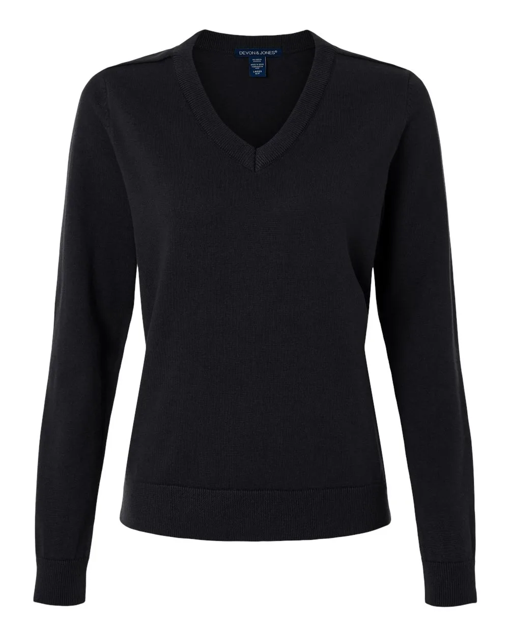Devon & Jones DG445W Women's New Classics V-Neck Sweater — blank garment, front view