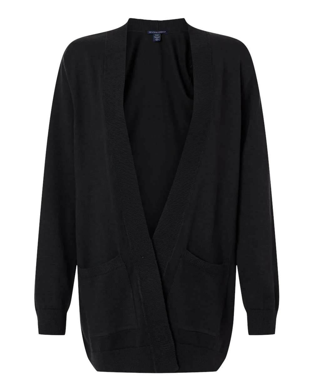 Devon & Jones DG447W Women's New Classics Open Cardigan Sweater — blank garment, front view