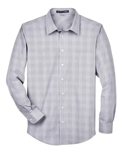 Devon & Jones DG520 Men's Crown Collection® Glen Plaid Woven Dress Shirt — blank woven shirt, front view