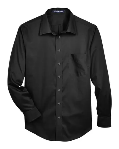 Devon & Jones DG530 Men's Crown Collection® Solid Stretch Twill Woven Dress Shirt — blank woven shirt, front view