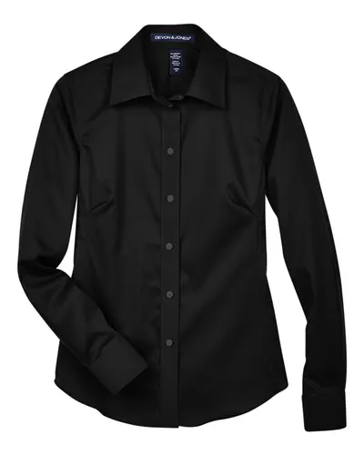 Devon & Jones DG530W Women's Crown Collection® Solid Stretch Twill Woven Dress Shirt — blank woven shirt, front view