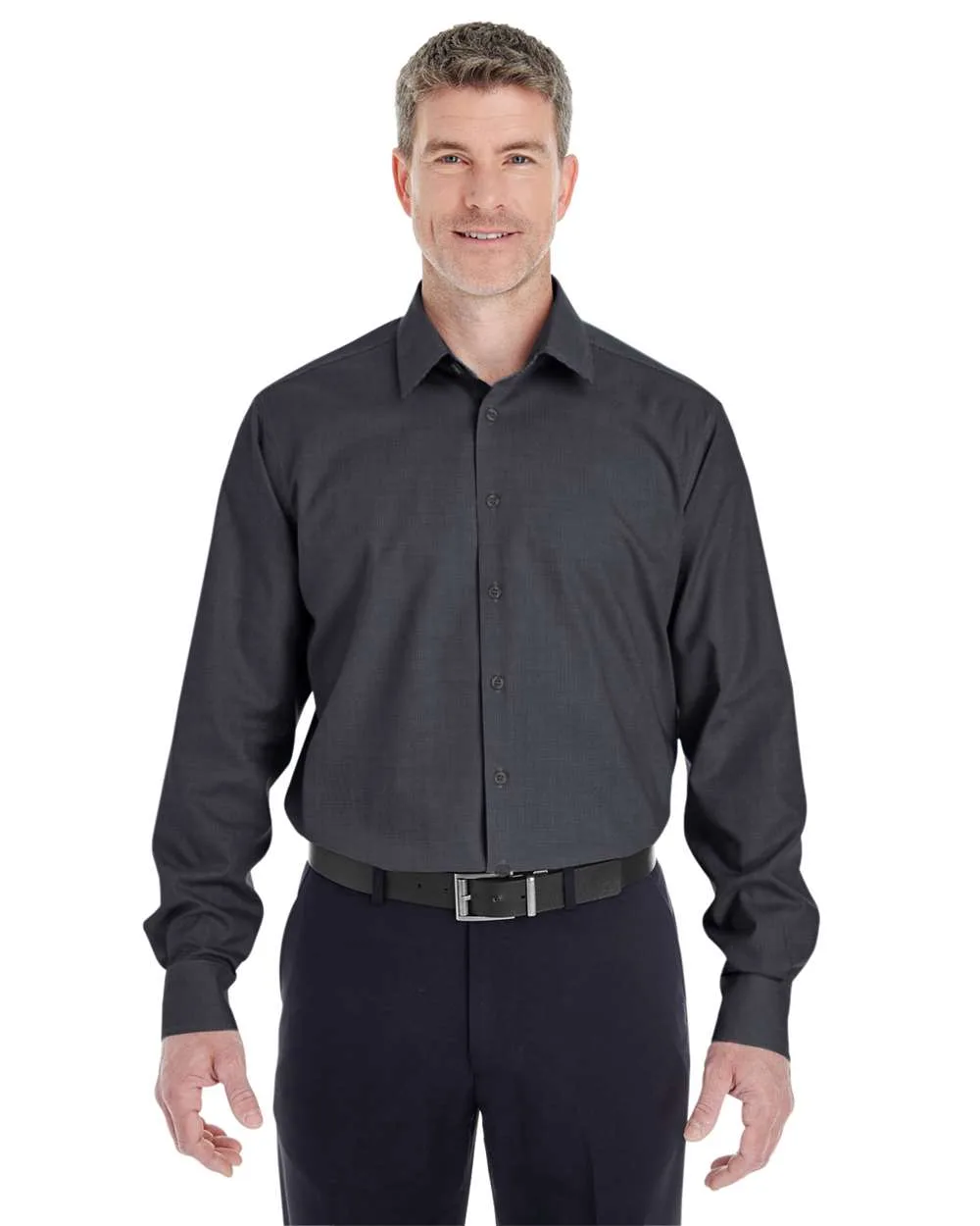 Devon & Jones DG532 Men's Crown Collection® Royal Dobby Dress Shirt — blank woven shirt, front view