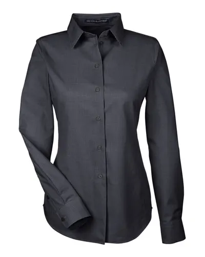 Devon & Jones DG532W Women's Crown Collection® Royal Dobby Woven Dress Shirt — blank woven shirt, front view