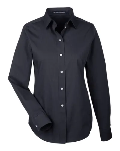 Devon & Jones DG534W Women's Crown Collection® Striped Woven Dress Shirt — blank woven shirt, front view