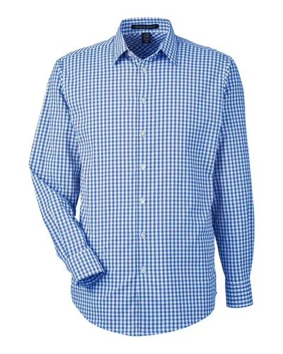 Devon & Jones DG536 Men's CrownLux Performance® Gingham Dress Shirt — blank woven shirt, front view