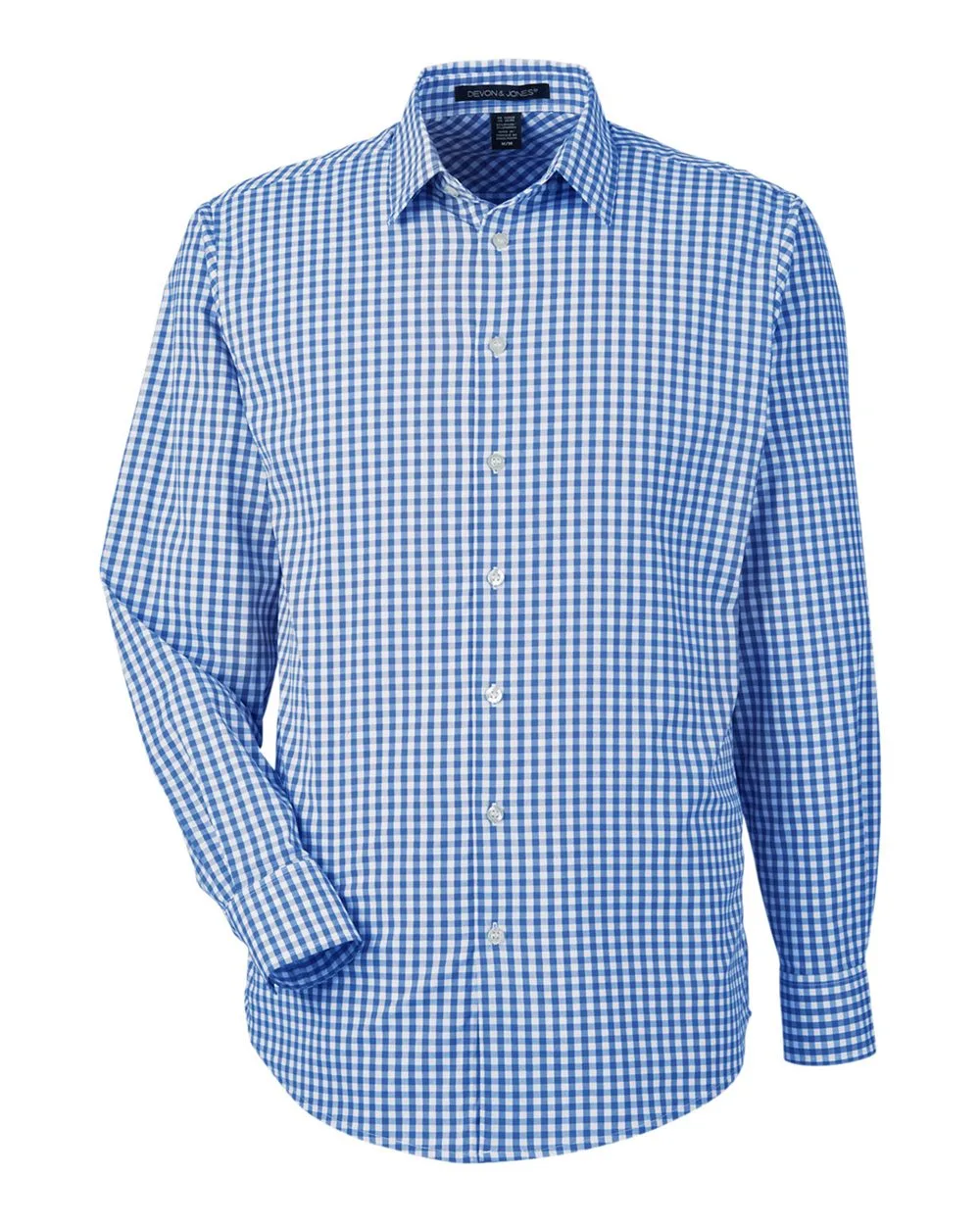 Devon & Jones DG536 Men's CrownLux Performance® Gingham Dress Shirt — blank woven shirt, front view