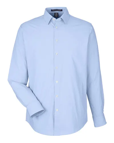 Devon & Jones DG537 Men's CrownLux Performance® Microstripe Dress Shirt — blank woven shirt, front view