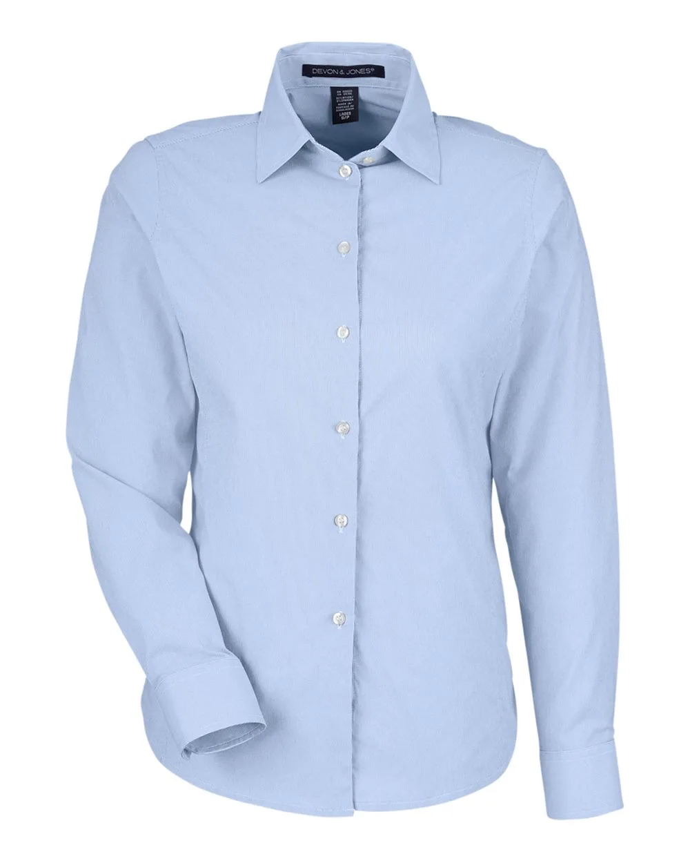 Devon & Jones DG537W Women's CrownLux Performance® Microstripe Dress Shirt — blank woven shirt, front view