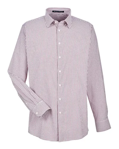 Devon & Jones DG540 Men's CrownLux Performance® Micro Windowpane Woven Dress Shirt — blank woven shirt, front view