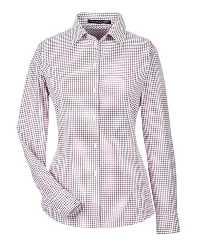 Devon & Jones DG540W Women's CrownLux Performance® Micro Windowpane Woven Dress Shirt — blank woven shirt, front view