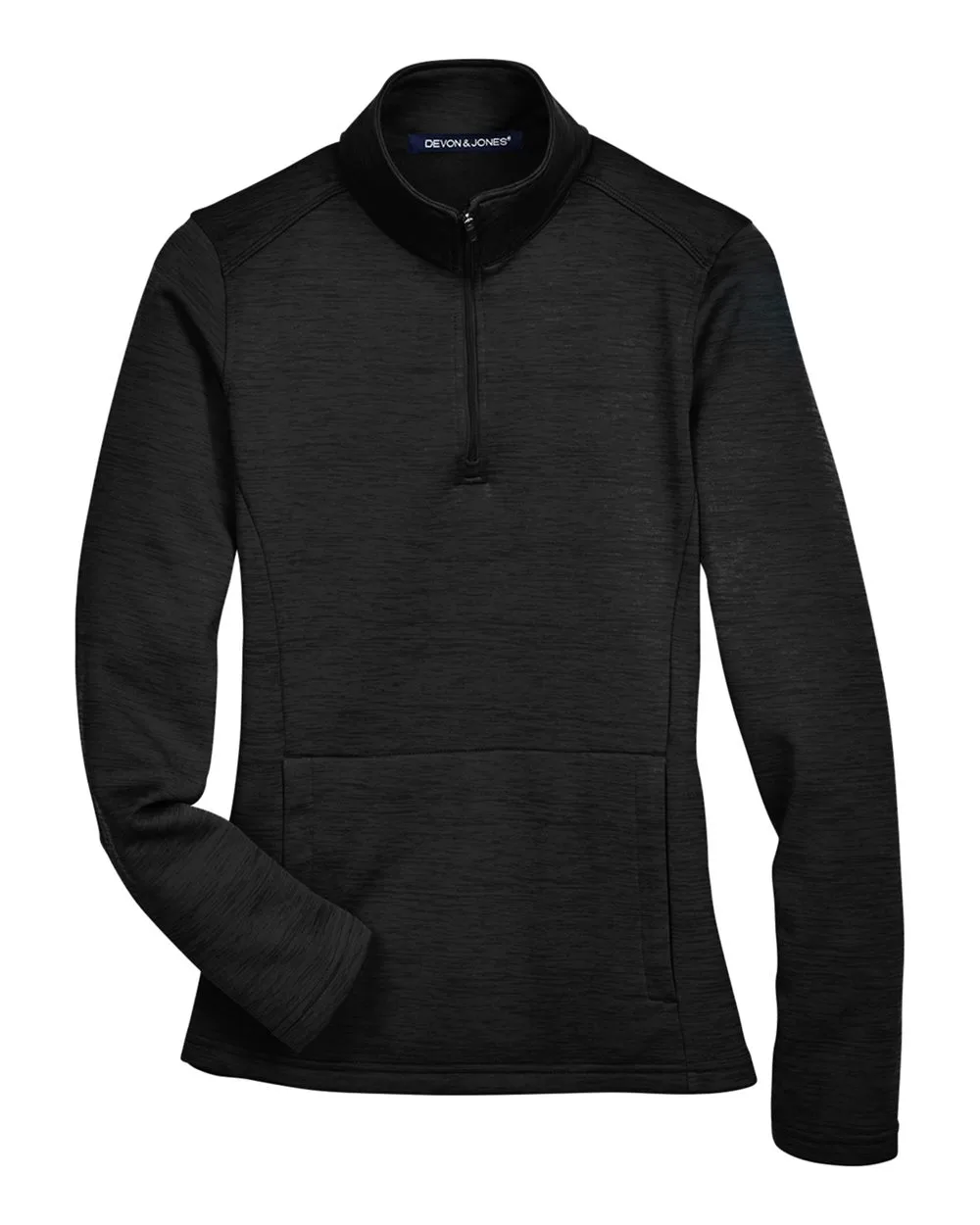 Devon & Jones DG798W Women's Newbury Mélange Fleece Quarter-Zip Pullover — blank fleece pullover, front view