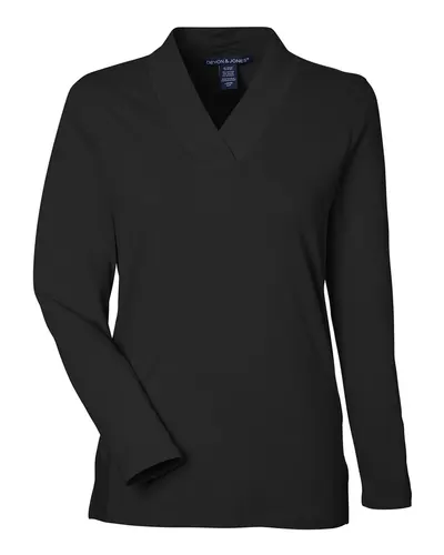 Devon & Jones DP121W Women's Raleigh Shawl Collar Knit Top — blank garment, front view