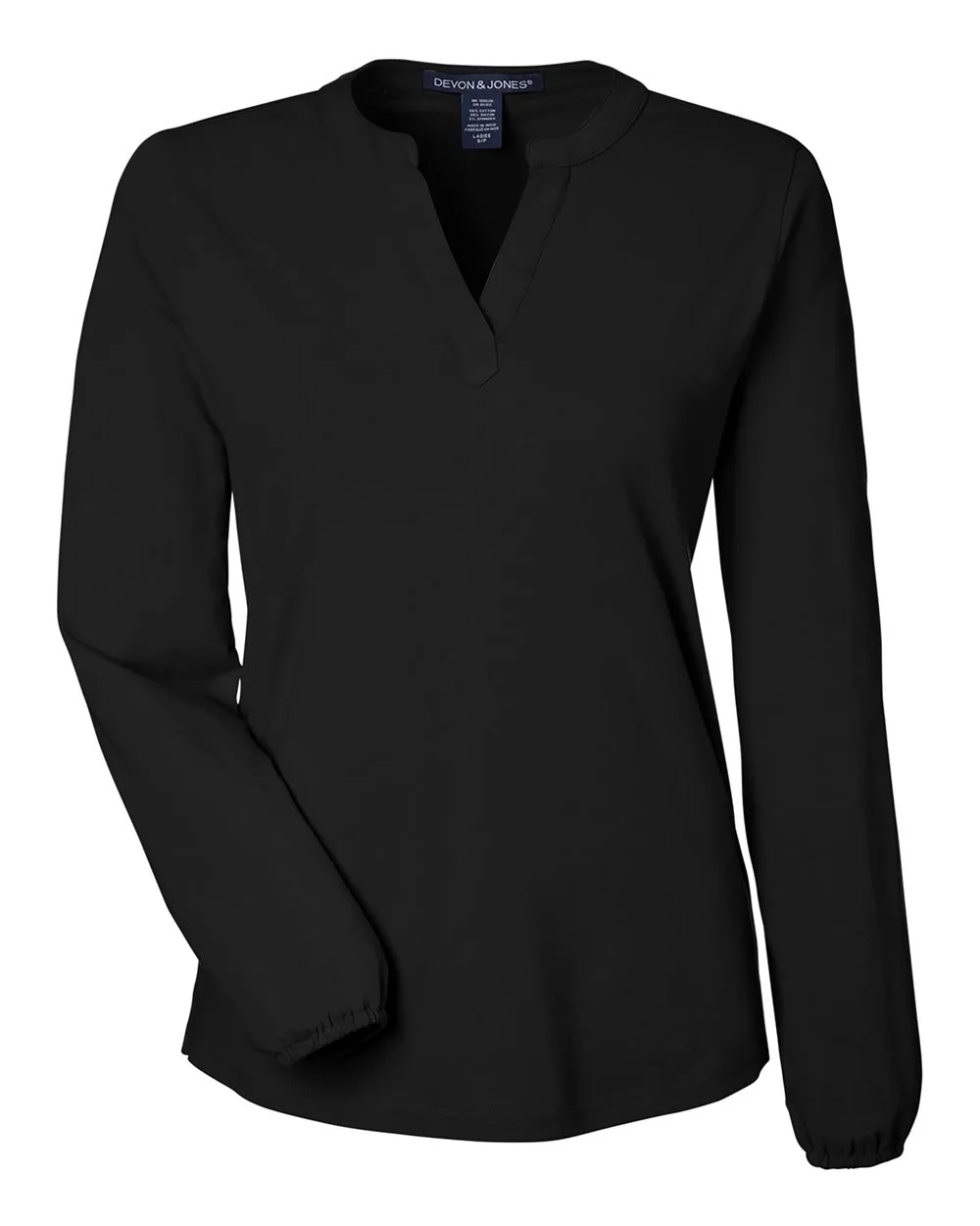 Devon & Jones DP122W Women's Raleigh Half-Placket Knit Top — blank garment, front view