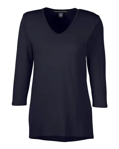 Devon & Jones DP184W Women's Perfect Fit™ Bracelet-Length V-Neck Top — blank garment, front view