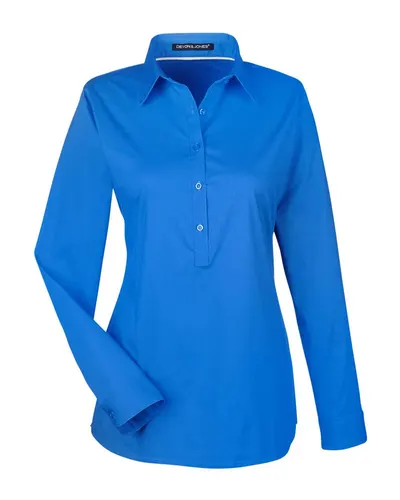 Devon & Jones DP610W Women's Perfect Fit™ Half-Placket Tunic Dress Shirt — blank woven shirt, front view