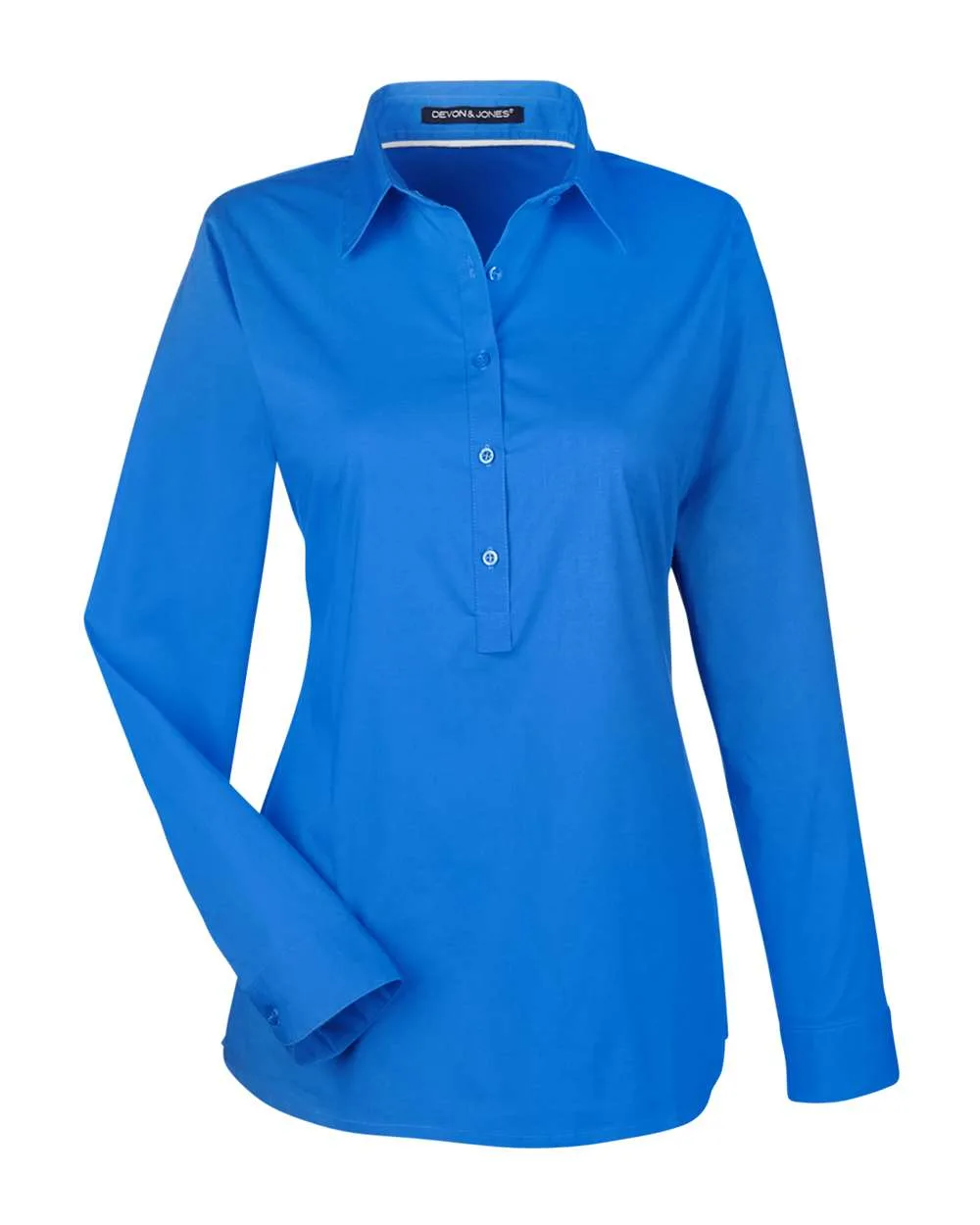 Devon & Jones DP610W Women's Perfect Fit™ Half-Placket Tunic Dress Shirt — blank woven shirt, front view
