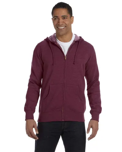 econscious EC5680 Unisex Heathered Full-Zip Hooded Sweatshirt — blank hooded sweatshirt, front view