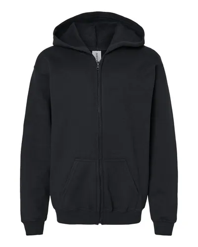 Gildan 18600B Youth Heavy Blend™ Full-Zip Hooded Sweatshirt — blank hooded sweatshirt, front view