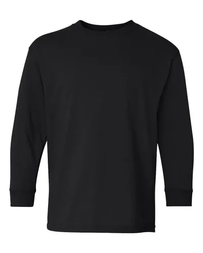 Gildan 5400B Youth Heavy Cotton™ Long Sleeve T-Shirt — blank long sleeve tee, front view