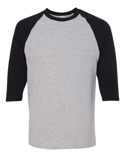 Gildan 5700 Unisex Heavy Cotton™ Raglan Three-Quarter Sleeve T-Shirt — blank t-shirt, front view