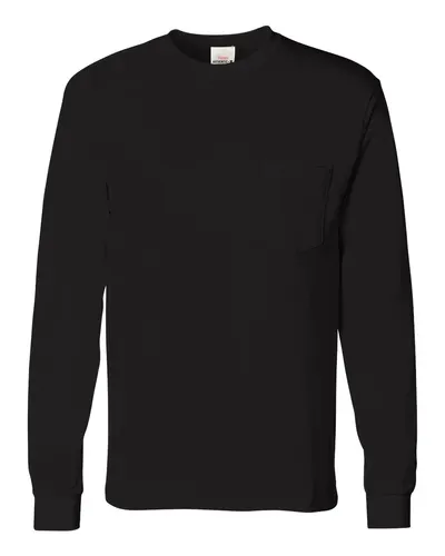 Hanes 5596 Men's Authentic Long Sleeve Pocket T-Shirt — blank long sleeve tee, front view