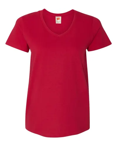 Hanes 5780 Women's Essential-T V-Neck T-Shirt — blank t-shirt, front view