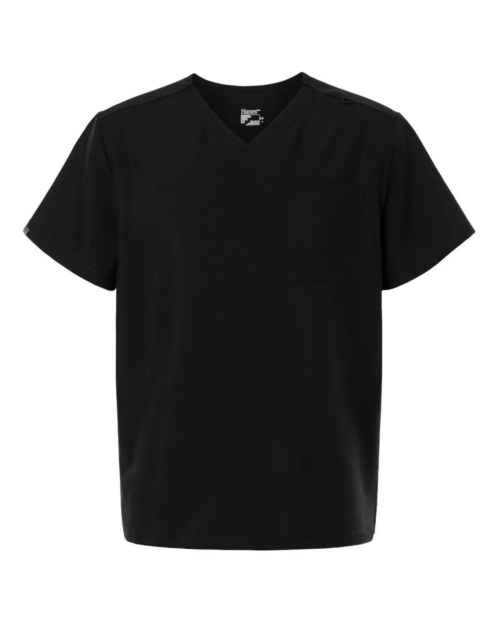 Hanes HMB000 Men's V-Neck 1 Pocket Scrub Top — blank garment, front view