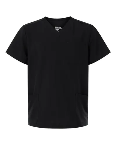 Hanes HMB002 Men's V-Neck 3 Pocket Scrub Top — blank garment, front view